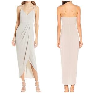 Shona Joy NWT Cocktail Draped Tulip Hem Maxi Dress In Oyster Size 4 Sleeveless
